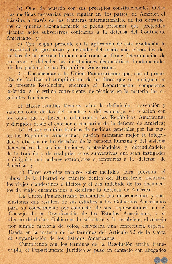 COLORADISMO PARAGUAYO FRENTE A LA ORGANIZACIÓN COMUNISTA INTERNACIONAL, 1954 - FIRMADO POR ALFREDO STROESSNER (RESOLUCIÓN JUNTA DE LA ANR)